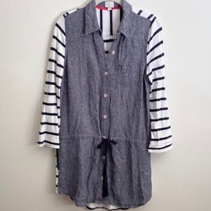 Anthropologie Postage Stamp Denim and Knit Shirt
